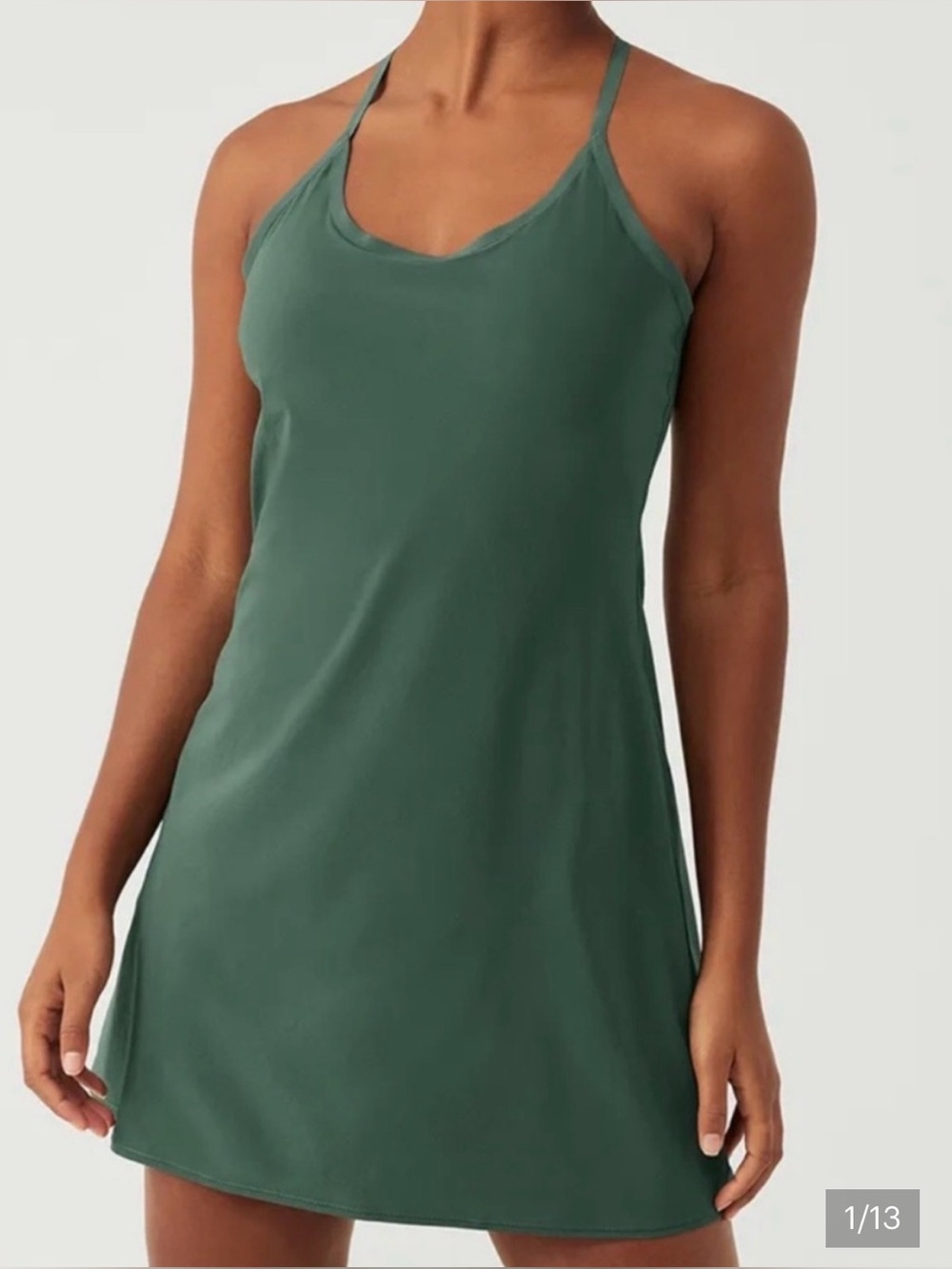 Outdoor Voices Dark Green Strappy Mini Dress